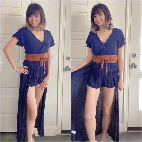 Boho Solid Maxi Romper - Picture 1 of 5